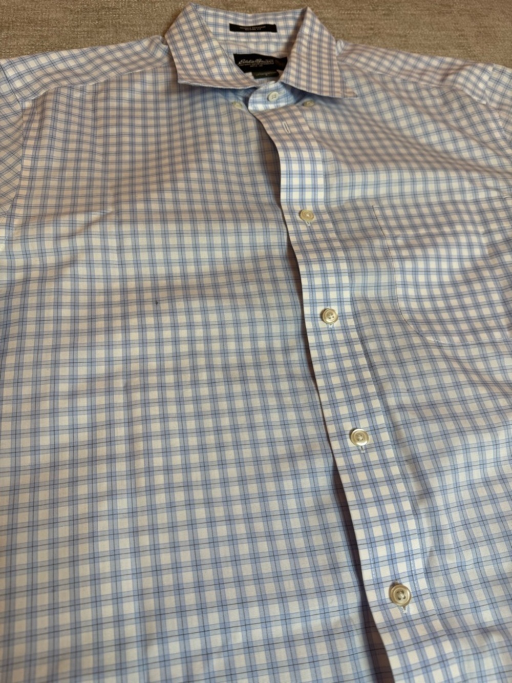 Eddie Bauer Blue and White Gingham Dress Shirt Short Sleeve - Picture 3 of 7
